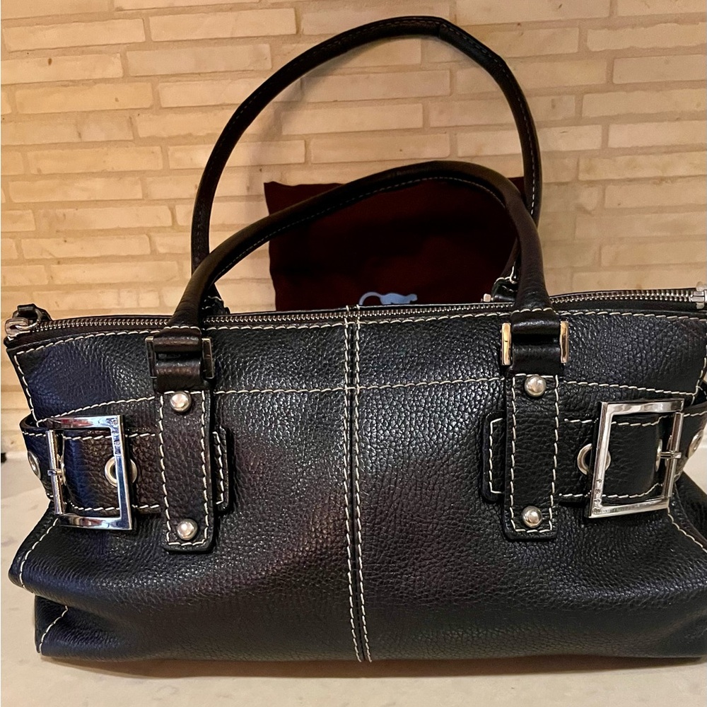Rafe Black Satchel with Silver Accents